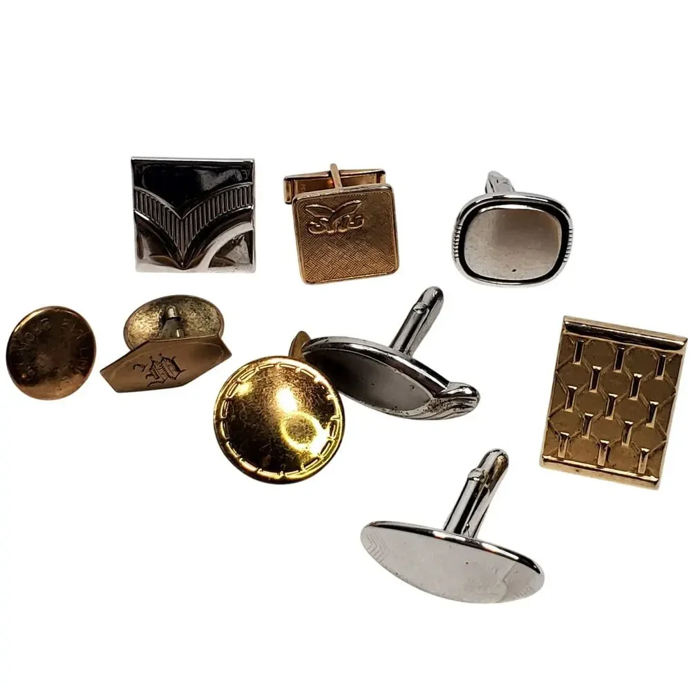 Cufflink Lot of 9 Singles Signed Unsigned Gold Silver Tone